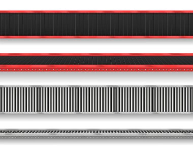 Boş bagaj hatları olan taşıyıcı bant gerçekçiliği izole edilmiş vektör çizimi