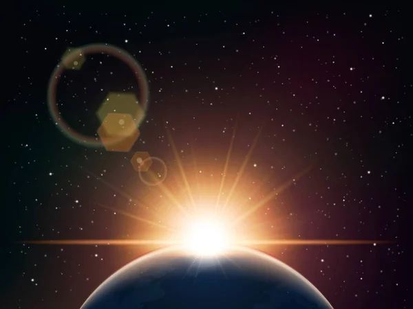 Eclipse Realistinen Koostumus Auringonpurkaus Galaksi Taustalla Vektori Kuva — vektorikuva