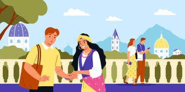 Çingene ve tahmin sembolleri düz vektör illüstrasyonlu fal falı