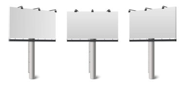 Boş sokak ticari panelleri ile gerçekçi reklam simgeleri izole edilmiş vektör illüstrasyonu