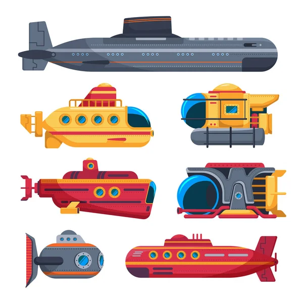 Iconos Submarinos Con Símbolos Submarinos Ilustración Vectorial Aislada Realista — Vector de stock
