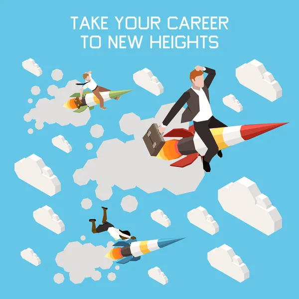 Career Boost Isometric Poster Take Your Career New Heights Headline — Stock Vector