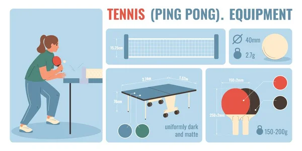 Ping Pong Fladt Koncept Med Bordtennisudstyr Vektor Illustration – Stock-vektor