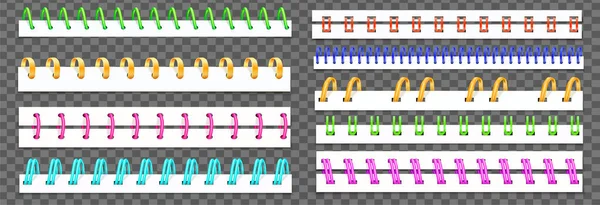 Farbige Spiralbinder Set Mit Isolierten Realistischen Bildern Mit Flossen Verschiedener — Stockvektor