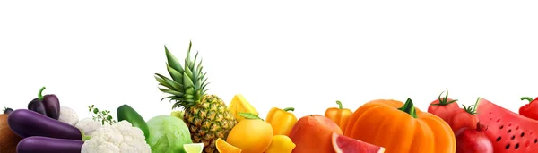 用白色背景矢量图按颜色分类的现实水果和蔬菜组成图像 — 图库矢量图片