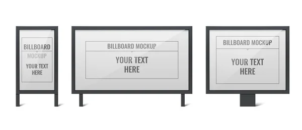 Billboard Advertising Icons Set Outdoor Panel Mockups Isolated Vector Illustration — Stock Vector