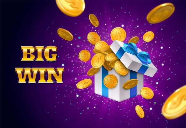 Big Win Bingo Loterie Realistický Reklamní Plakát Lepenkovou Dárkovou Krabici — Stockový vektor