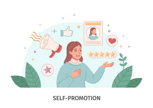 Личный бренд плоская композиция с саморекламой символов векторной иллюстрации