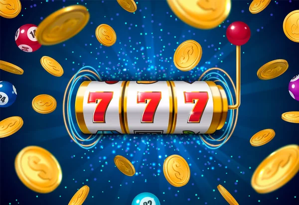 Poster Gagnant Jeu Loterie Bingo Avec Des Pièces Des Boules — Image vectorielle
