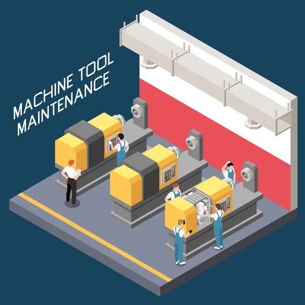 Técnico Manutenção Industrial Conceito Isométrico Com Manutenção Instalações Tecnicamente Complexas —  Vetores de Stock