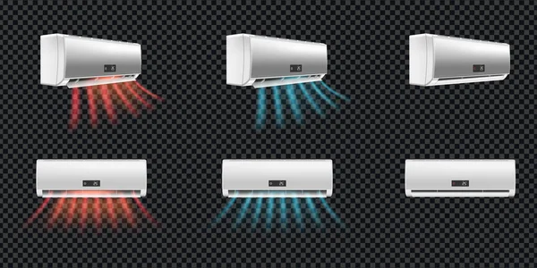 Airconditioner Split Systeem Realistische Set Van Zes Apparaten Voor Zijaanzicht — Stockvector