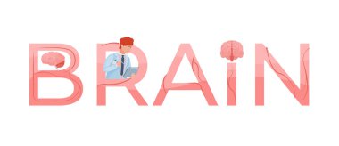 Yaprak ve sağ alan sembollü beyin fonksiyonu metin kavramı düz vektör çizimi