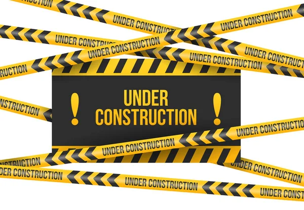 Construction Realistic Composition Yellow Black Warning Tapes Vector Illustration — Stock Vector