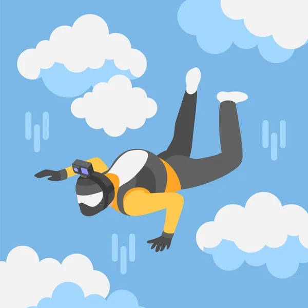 Skydiver Shooting Video Action Camera Free Fall Isometric Background Vector — Stock Vector
