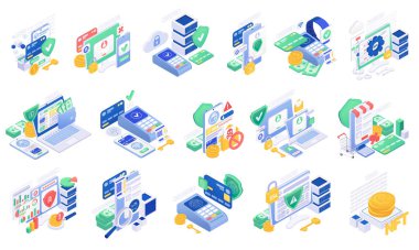 İzole edilmiş pictogram ikonlarının güvenli ödeme bileşimleri ile ayarlanır elektronik cihazlar ödeme yöntemleri para vektör illüstrasyon anlamına gelir