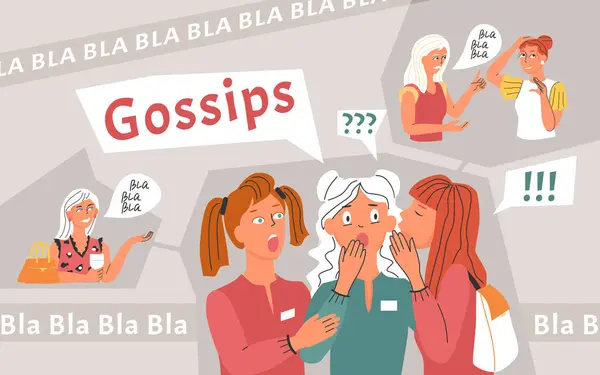 Bla Meme Collage Gossiping Friends Symbols Flat Vector Illustration — Stock Vector