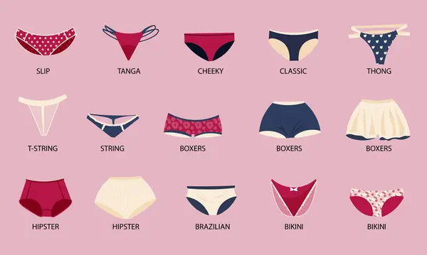 Lingerie Underwear Set Bikini Boxers Symbols Flat Isolated Vector Illustration — Stock Vector