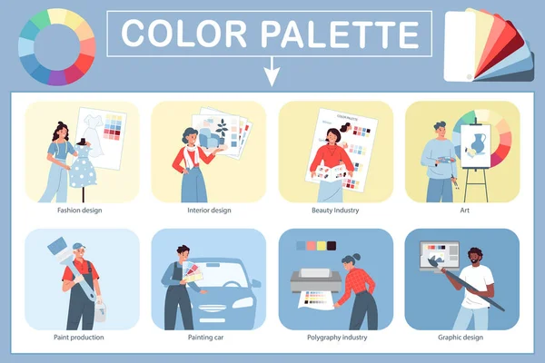 Color Palette Infographic Set Graphic Design Symbols Flat Vector Illustration — Stock Vector