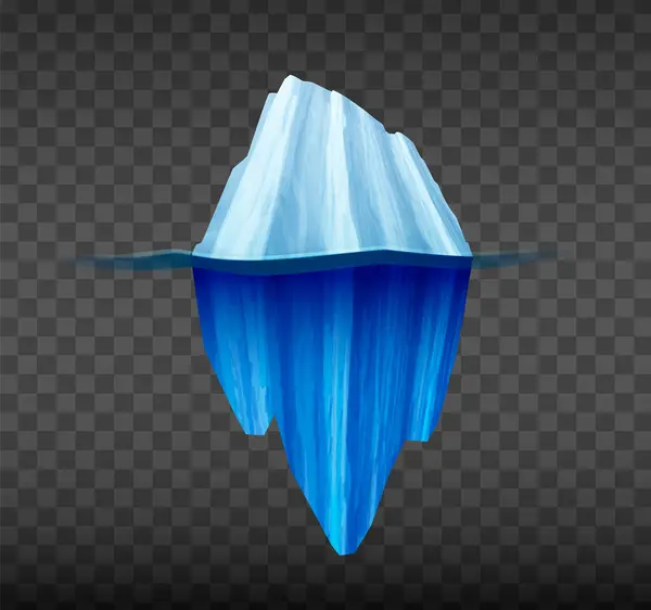 透明背景矢量图上带有蓝色冰川的冰山现实图标 — 图库矢量图片
