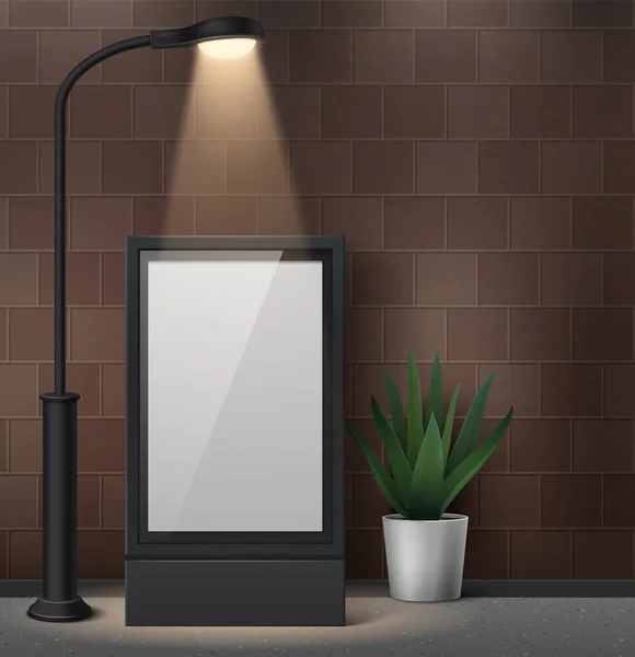 Street Lamp Realistic Concept Billboard Spotlight Vector Illustration — Stock Vector