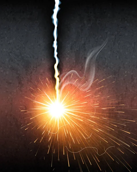 Metallschweißen Realistische Zusammensetzung Mit Eisen Schneiden Feuerwerk Funken Vektor Illustration — Stockvektor