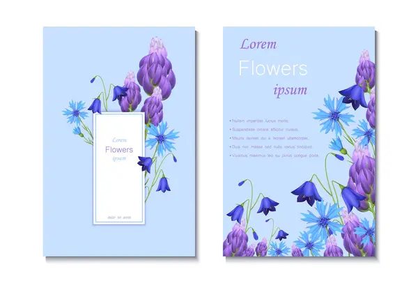 Frühling Blumen Realistische Komposition Mit Einladungskarte Symbole Isoliert Vektor Illustration — Stockvektor