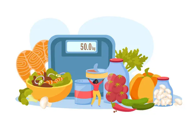 Canned Food Flat Composition Fruit Vegetable Preserves Vector Illustration — Stock Vector