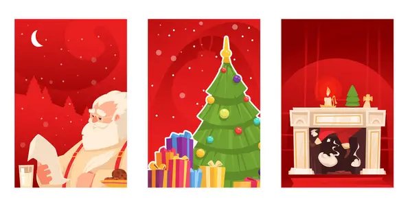 Vánoční Karikatury Sbírka Vánoční Dárky — Stock fotografie