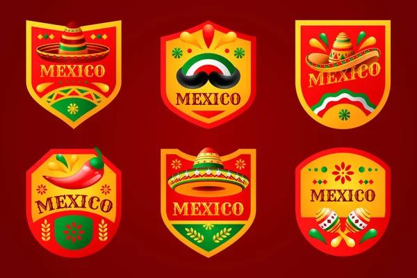 Mexico labels set with mexican hat and decorative elements