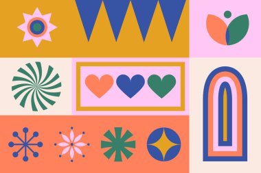 Soyut retro şekiller illüstrasyon