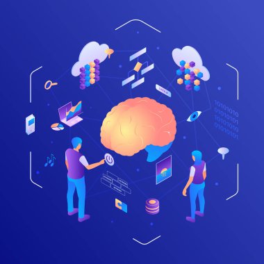 Isometric teknoloji kompozisyon arkaplanı