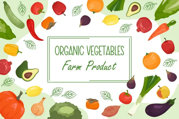 Hand drawn fruits and vegetables horizontal banner template with