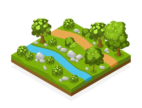 Isometric Forest composition section of a countryside