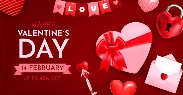 Valentinsdag Reklame Med Hjerter – stockfoto
