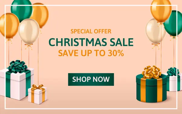 Realistic gift advertising banner template for christmas sale