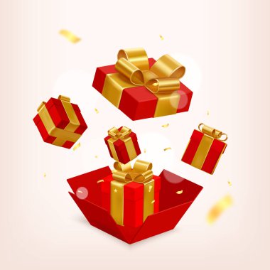 Gerçekçi hediye kutusu kompozisyonu