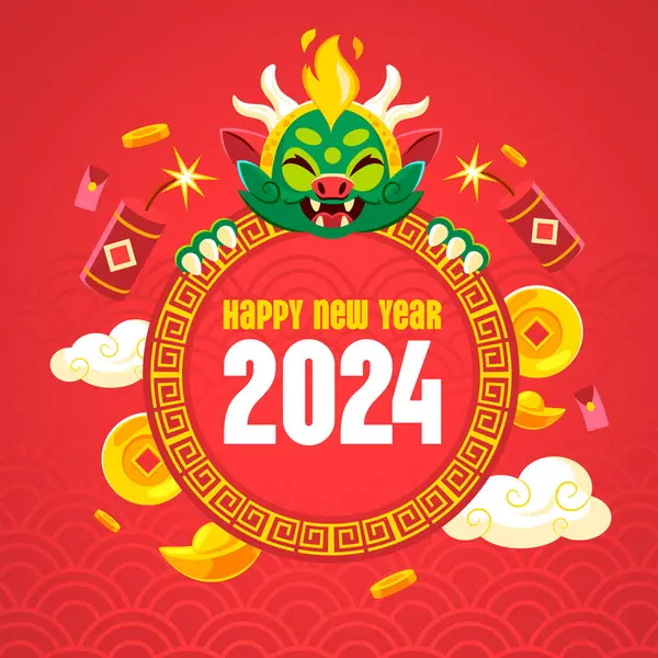 Složení Plochého Čínského Nového Roku — Stock fotografie