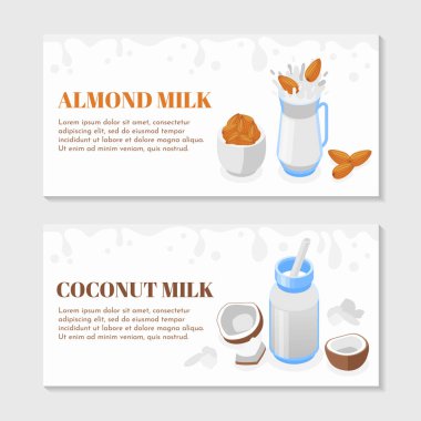 Isome vejetaryen süt yatay pankart şablon koleksiyonu 