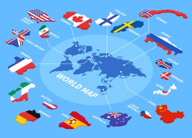 Dünya illüstrasyonunun Isometric haritası