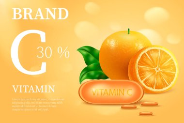 Gerçekçi C vitamini serumu reklam kompozisyonu