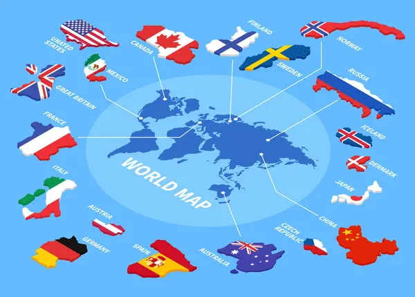 Dünya illüstrasyonunun Isometric haritası