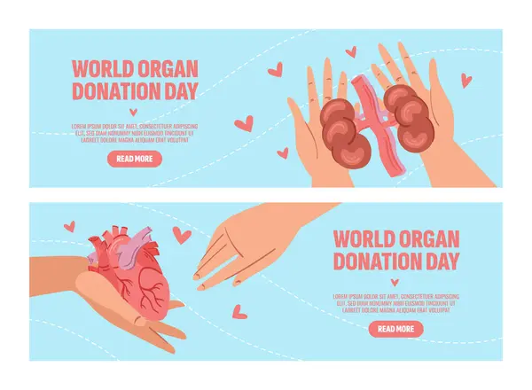 Hand drawn flat human organ horizontal banner template collectio