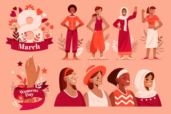 Womens day characters in flat design
