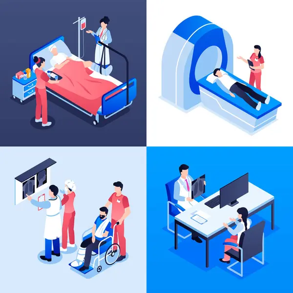 Health workers illustration in isometric view