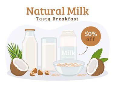 Doğal süt reklam kompozisyon arka planı