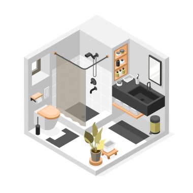 Isome çizgi film kapalı yatak odası kompozisyonu