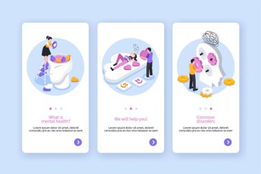 Mental health app design in isometric view clipart