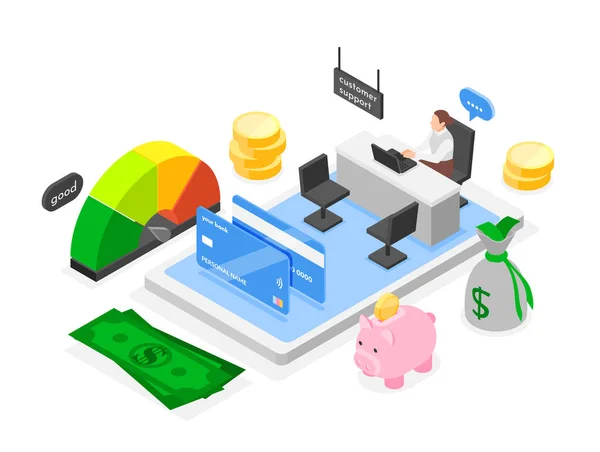 Bank services illustration in isometric view