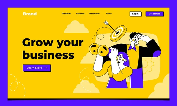 Hand Drawn Business Marketing Landing Page Template Busines — Stock Photo, Image