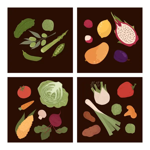 Healthy food illustrations in flat style